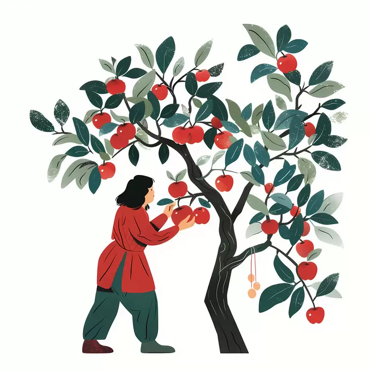 Person Picking Apples from a Tree