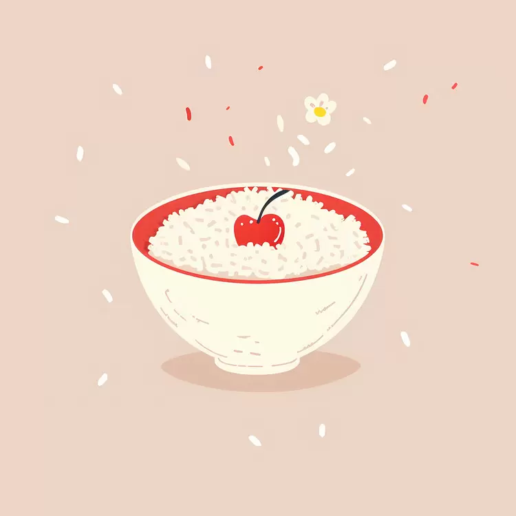 Bowl of Rice with Single Cherry