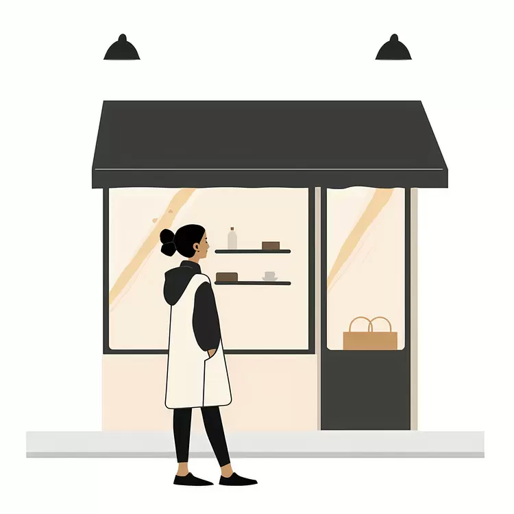 Woman observing a stylish shop display
