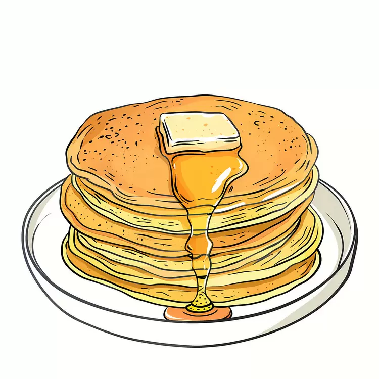 Delicious Pancakes with Syrup and Butter