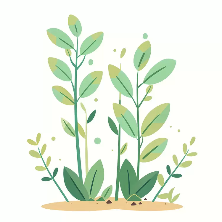 Green Plants Emerging from Soil