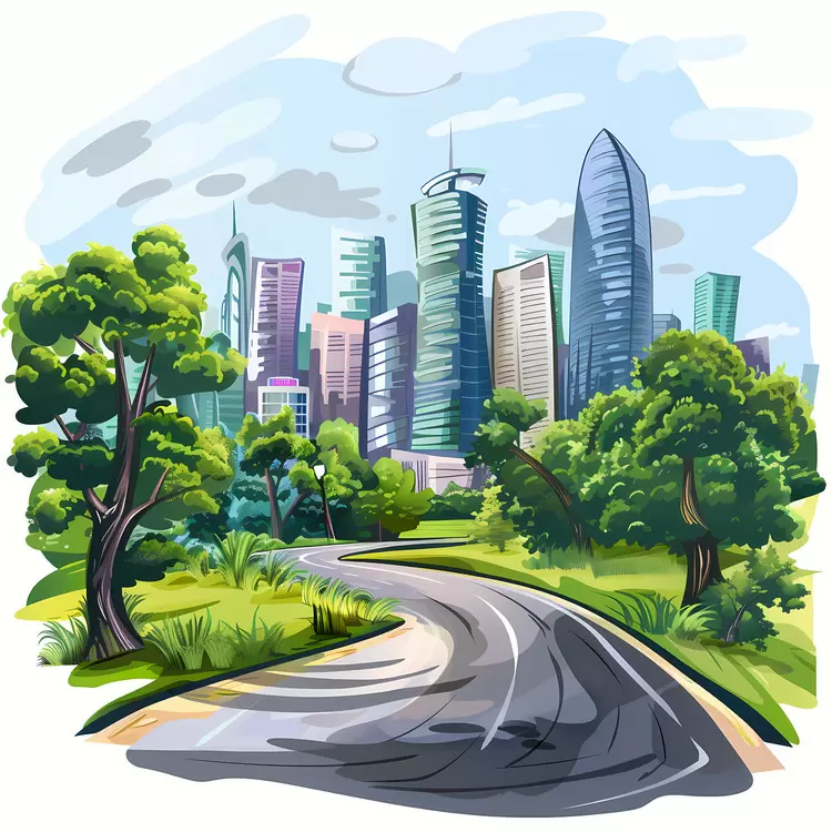 Lush Cityscape with Greenery
