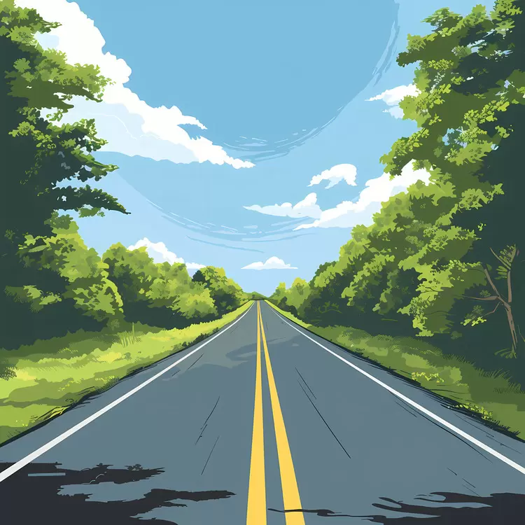 Straight Road Under a Blue Sky