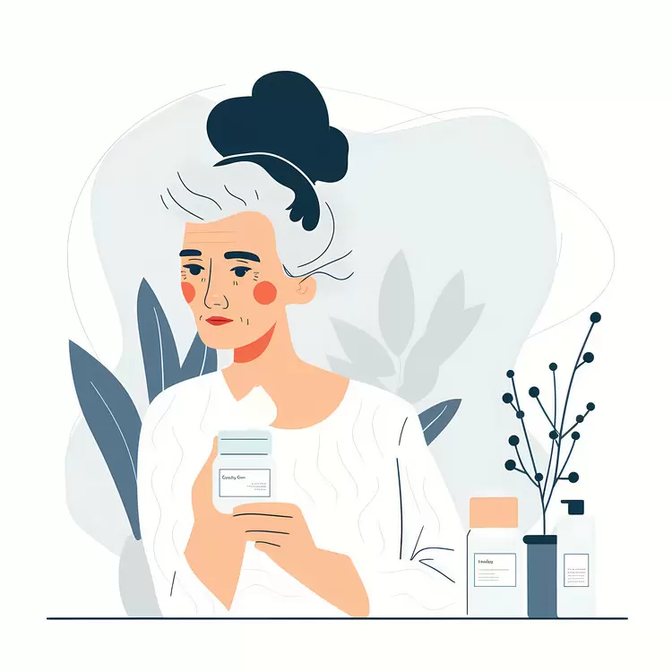 Elderly Woman Holding Skincare Product
