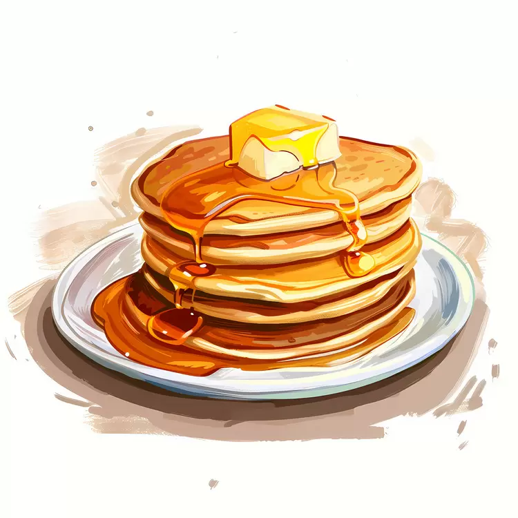 Delicious Pancakes with Syrup and Butter