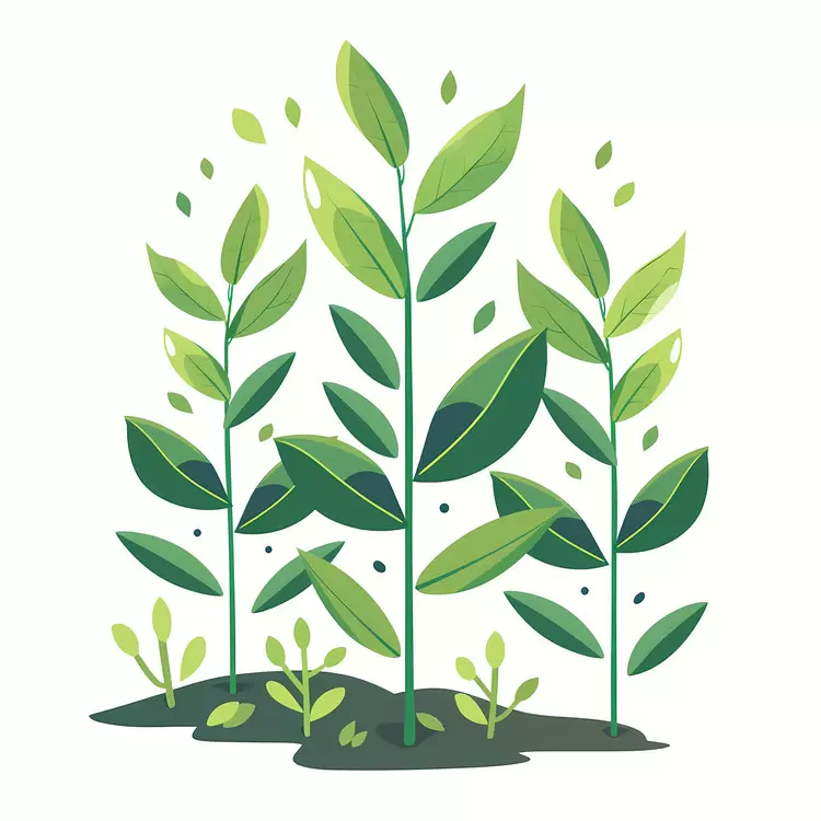 Lush Green Plants Reaching Up