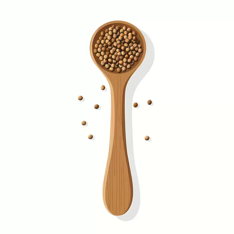 Coriander Seeds in Wooden Spoon