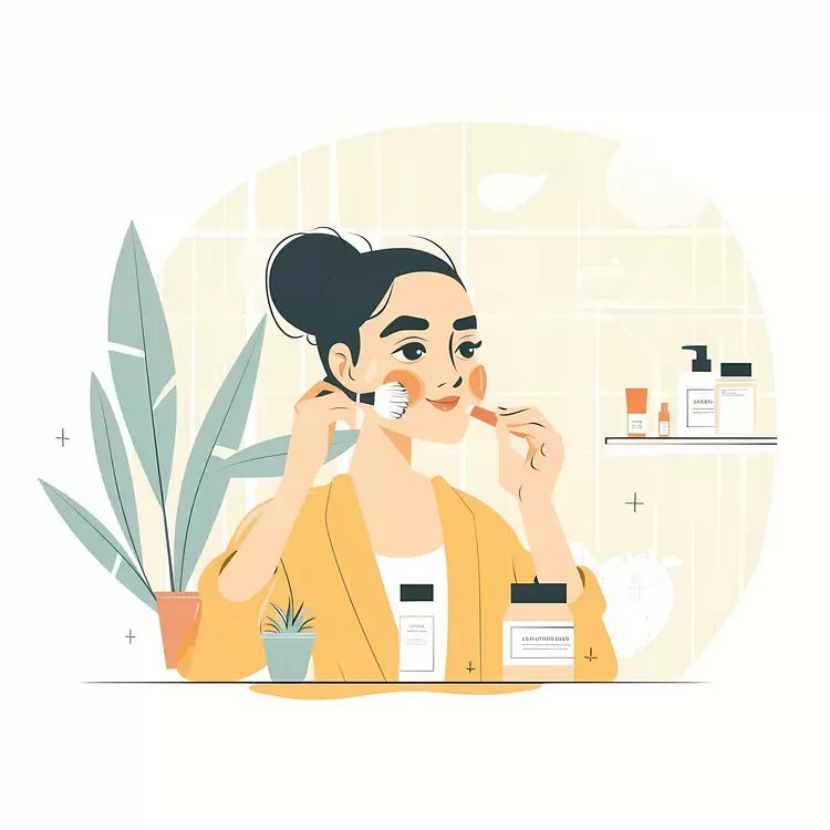 Woman Pampering Herself with Cream