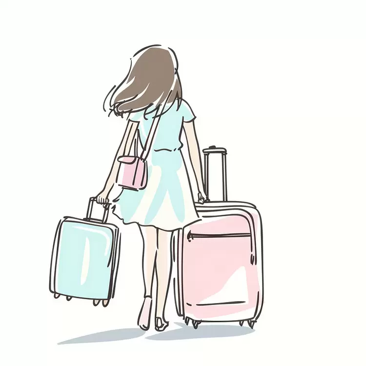 Chic Girl with Colorful Luggage