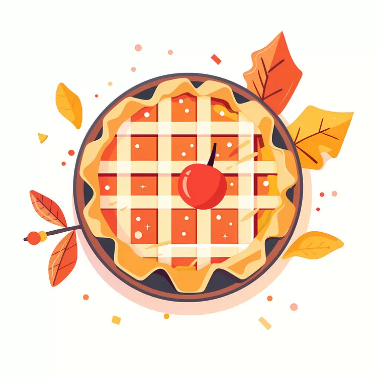 Delicious Apple Pie with Autumn Leaves