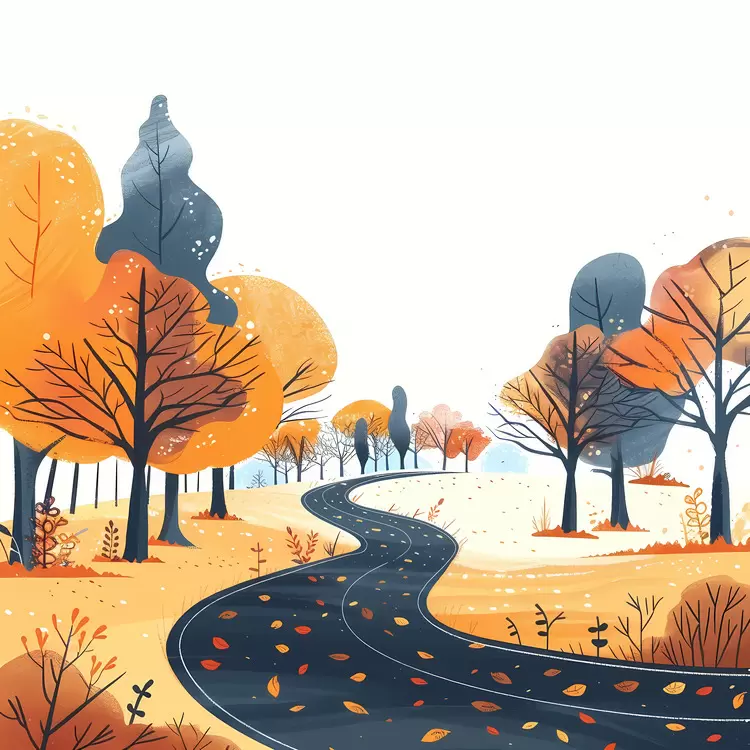 Winding Road in Autumn Countryside