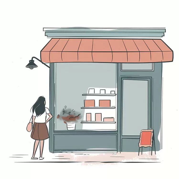 Woman admiring products in a quaint shop