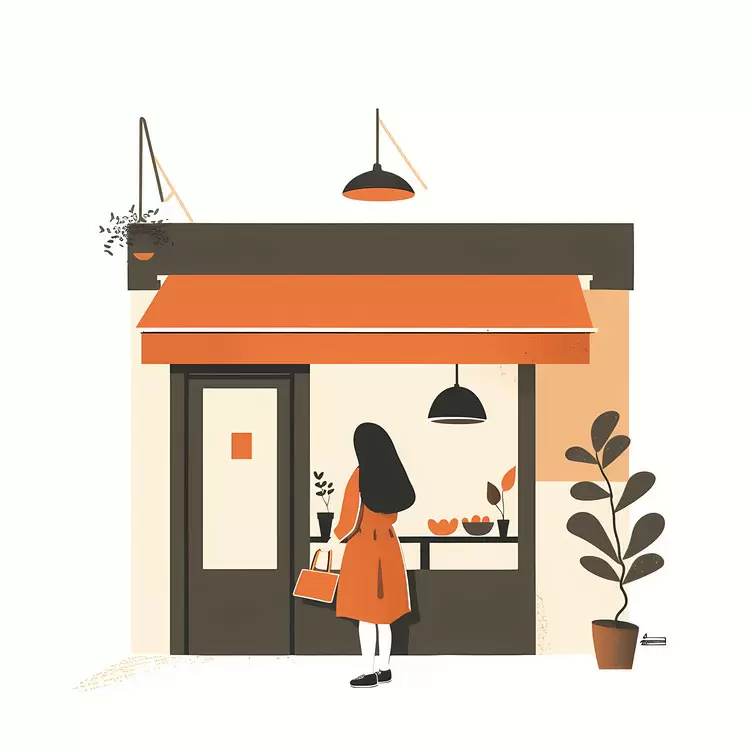 Stylish Orange Doodle Shop Front