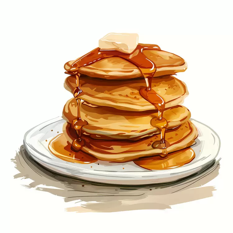 Delicious Pancakes with Syrup and Butter
