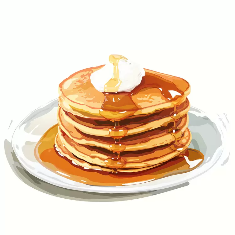 Delicious Pancakes with Syrup and Butter