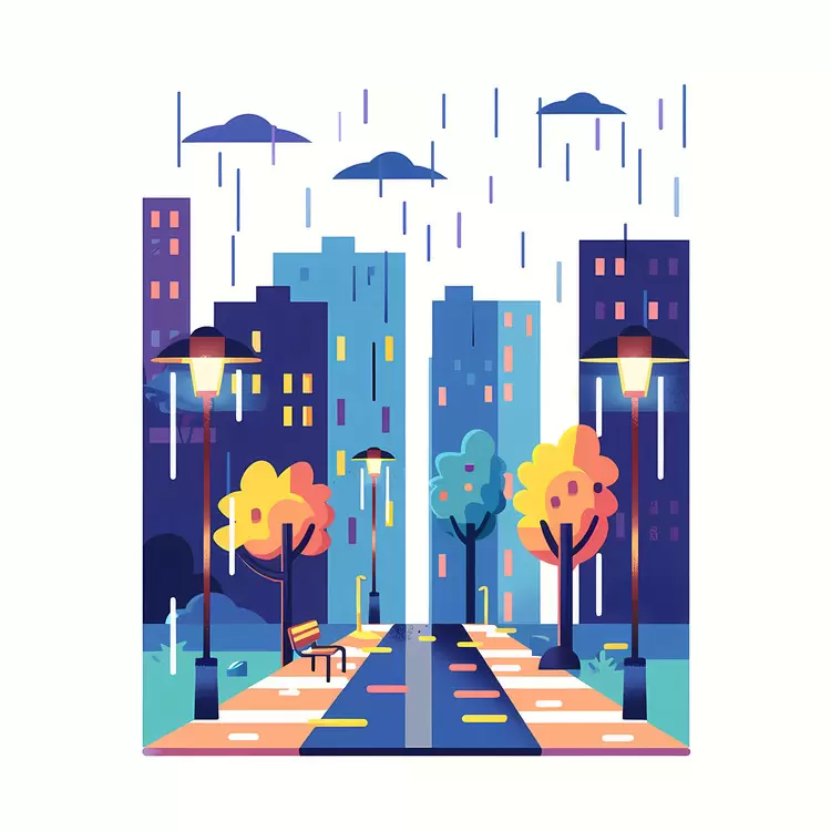 Rainy city park