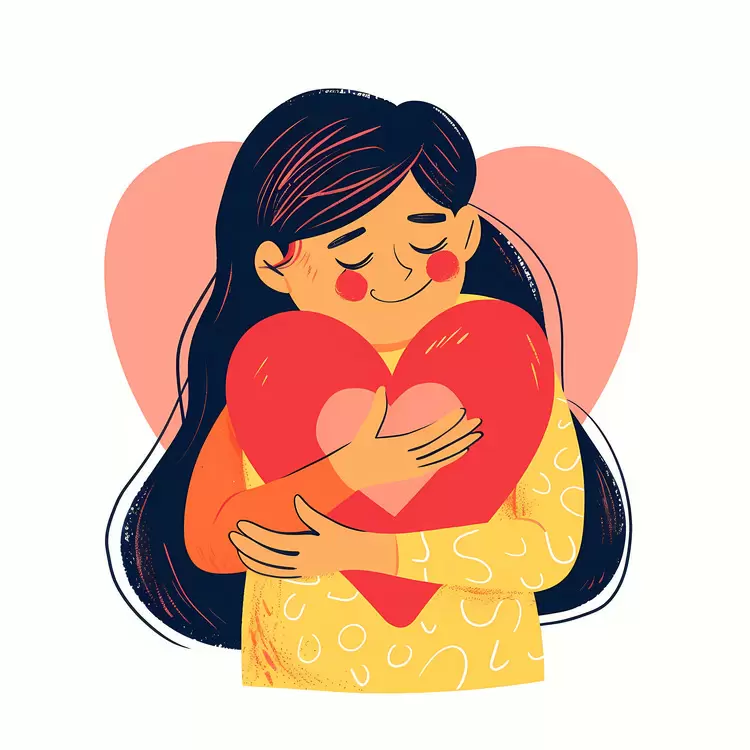 Girl Embracing a Heart