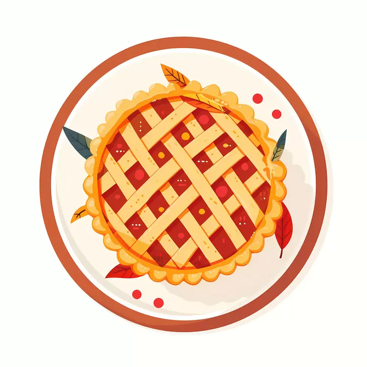 Lattice Pie on a Plate with Autumn Leaves