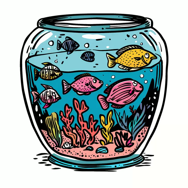 Bright Fish in a Round Aquarium