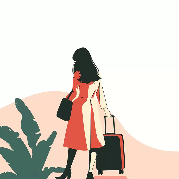 Trendy Traveler with Pink Luggage