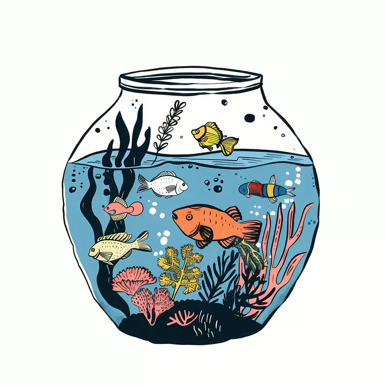 Colorful Fish in a Bowl