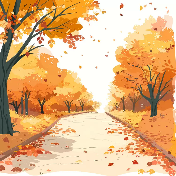 Pathway Covered in Autumn Leaves