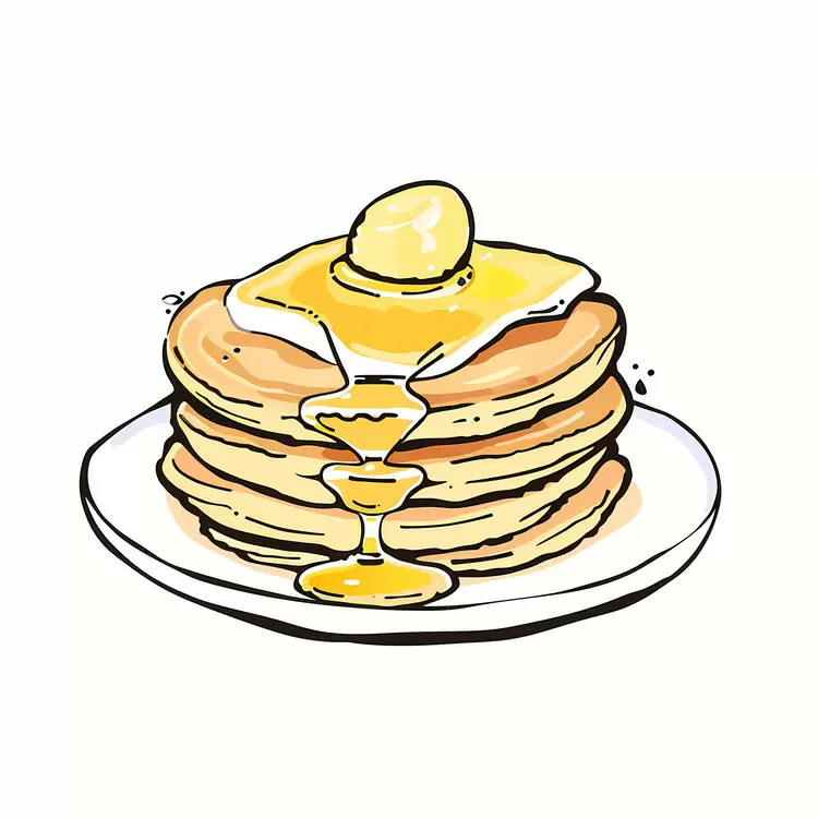 Stacked Pancakes with Syrup and Butter