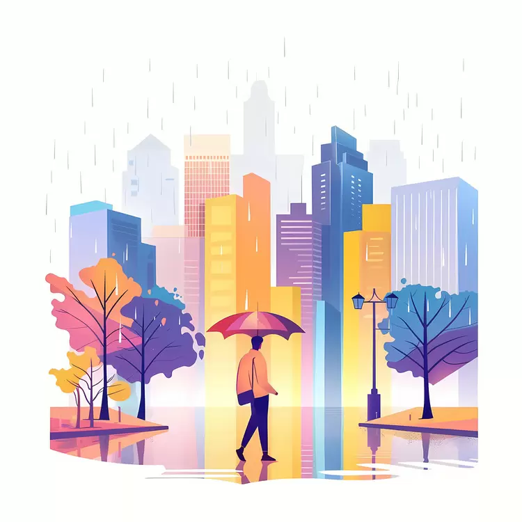 Person walking with umbrella