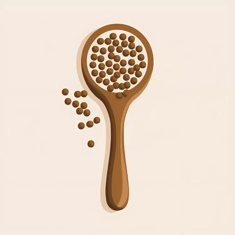 Brown Peppercorns in Wooden Spoon