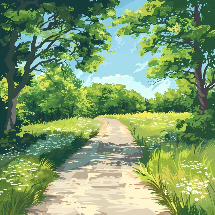 Dirt Path with Wildflowers
