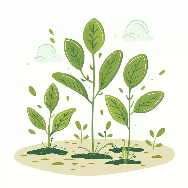 Green Plants with Clouds Above