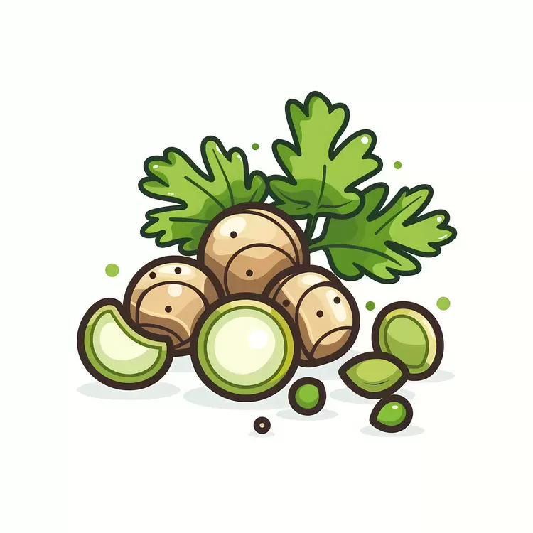 Coriander Roots and Leaves Illustration