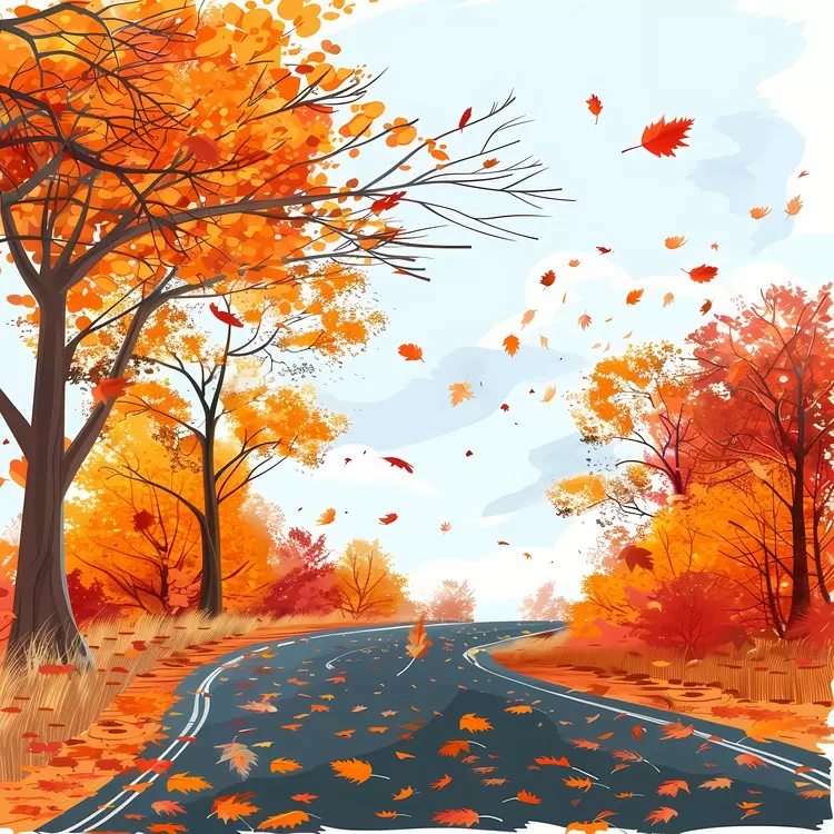 Winding Road with Beautiful Autumn Colors