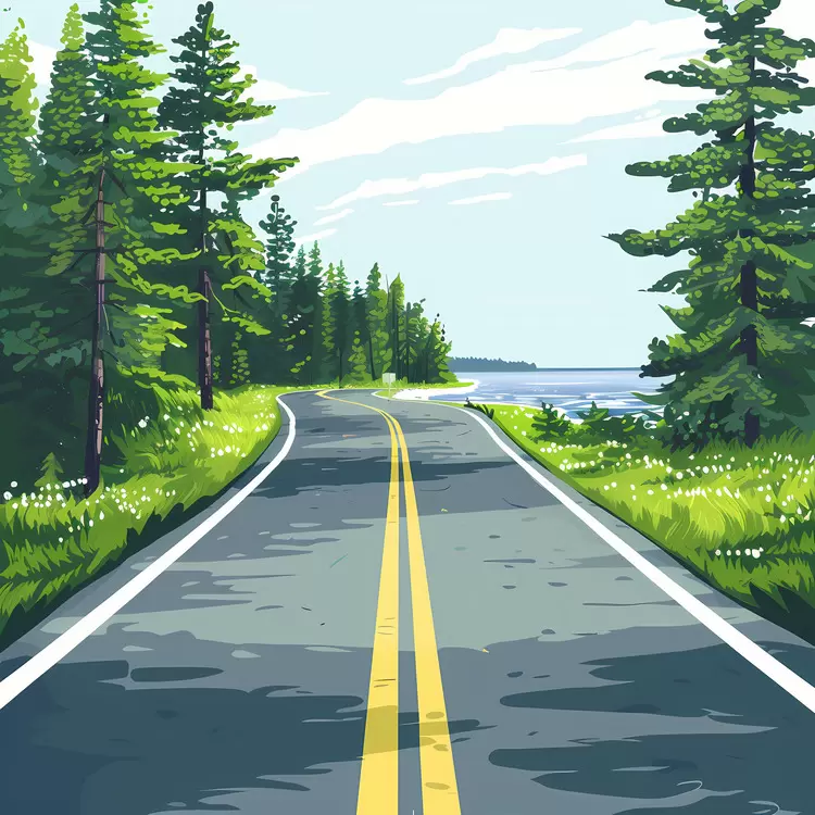 Winding Road Along the Lake