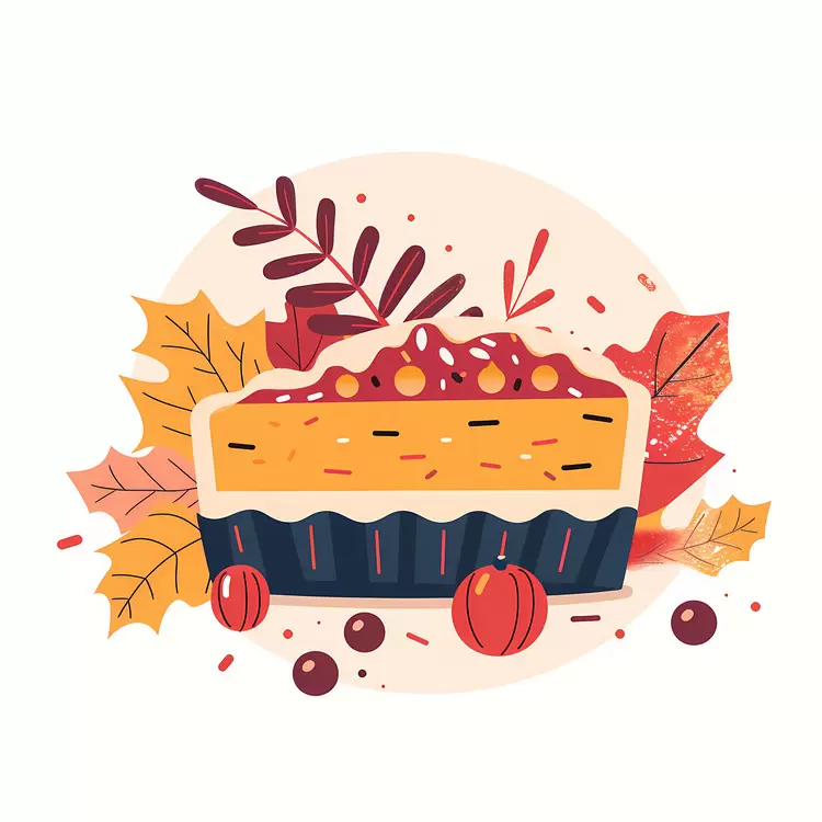Colorful Fruit Tart Surrounded by Leaves