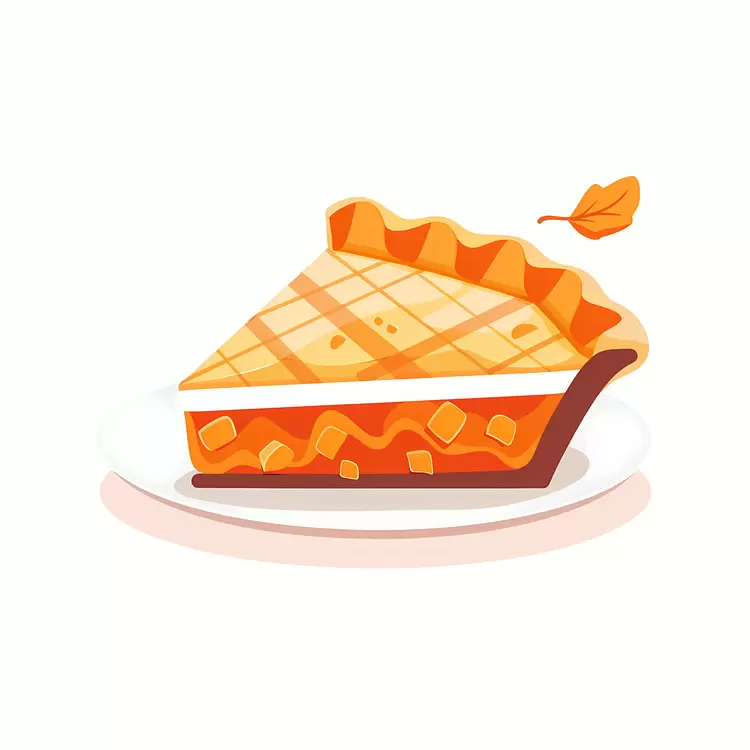 Slice of Pumpkin Pie with Autumn Touch