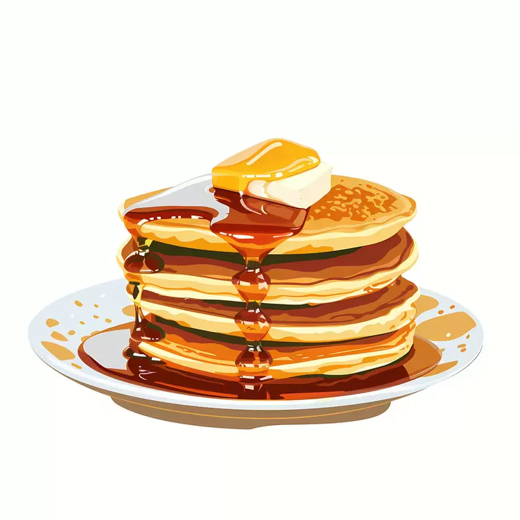 Delicious Pancakes with Syrup and Butter