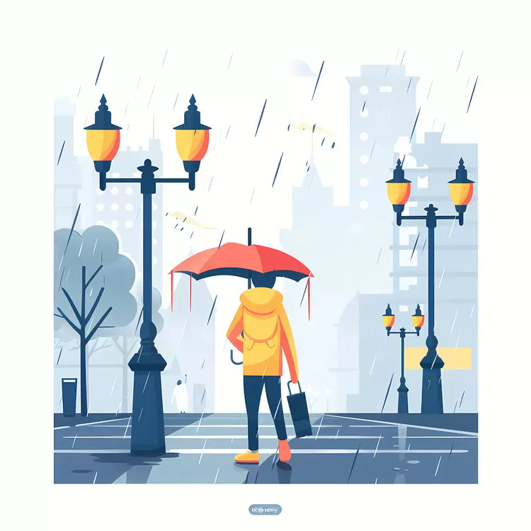 Person with umbrella in rain