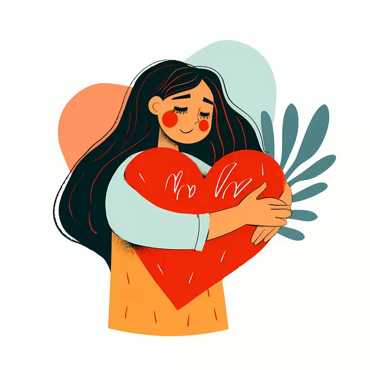 Woman Hugging a Heart