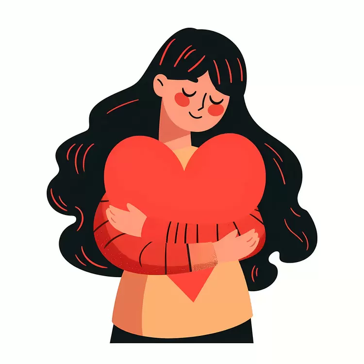 Girl Embracing a Heart