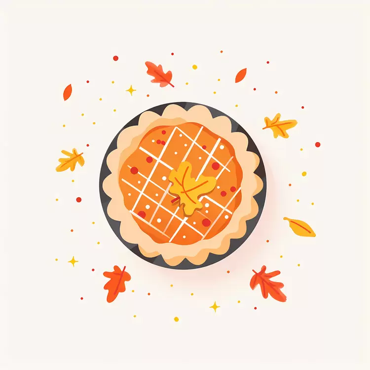 Delicious Pumpkin Pie with Autumn Leaves