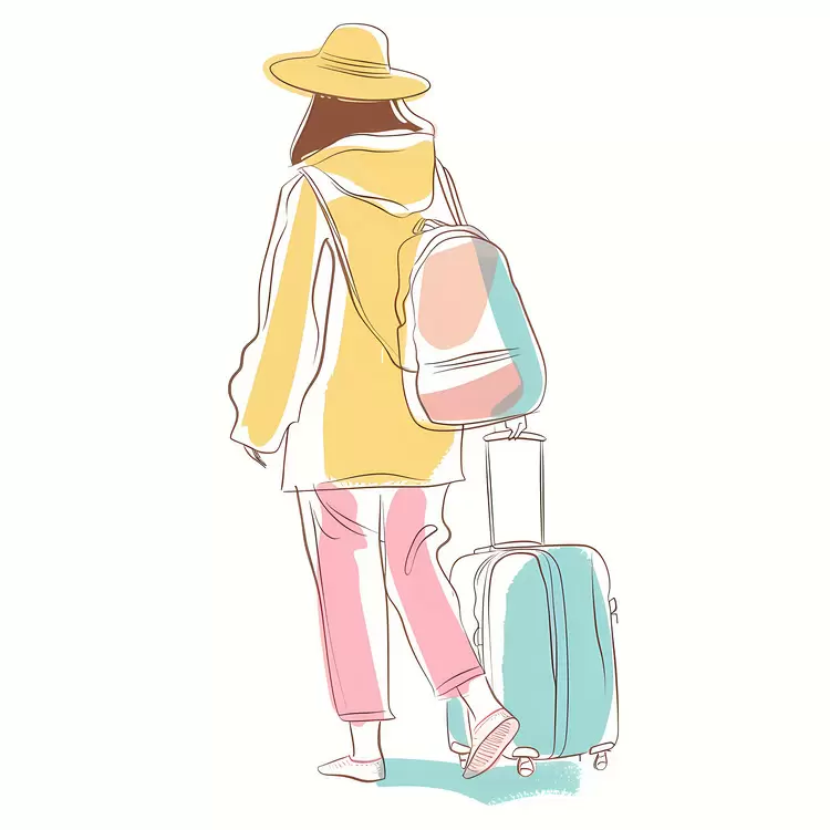 Vibrant Traveler with Colorful Luggage