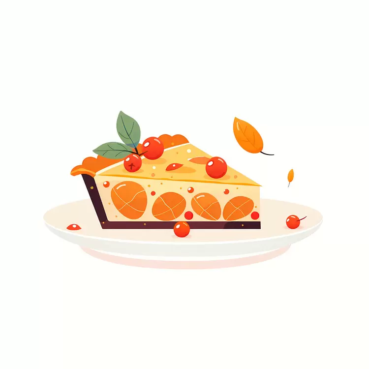 Orange Slice Pie with Berries and Autumn Leaves