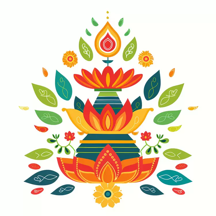 ornate colorful lotus flowers vibrant traditional