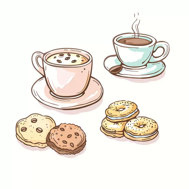Coffee and Cookies scone biscuit donut cup of coffee