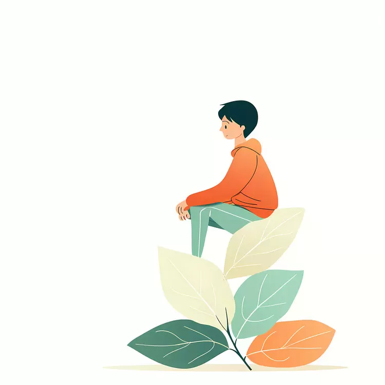 Boy sitting on a leaf Colorful leaves Boy with leaves man on a leaf