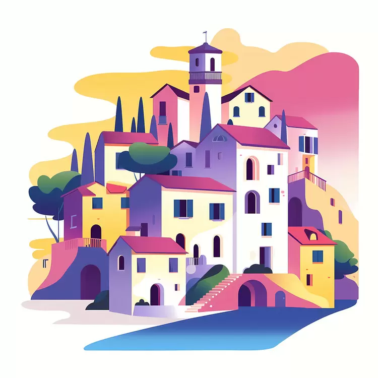 Colorful Houses in a Scenic Village