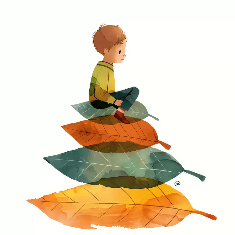 Boy sitting Watercolor Nature Hues