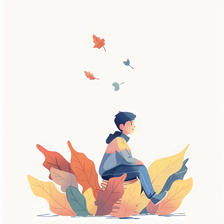 fall foliage natural scenery nature person Boy sitting
