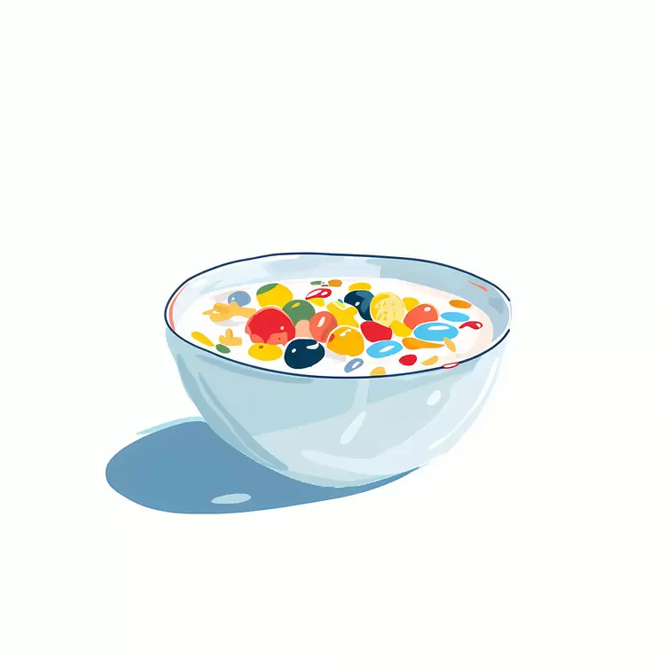 Bowl with granola Bowl with cereal and milk Breakfast food Bowl with milk and granola Bowl with fruit